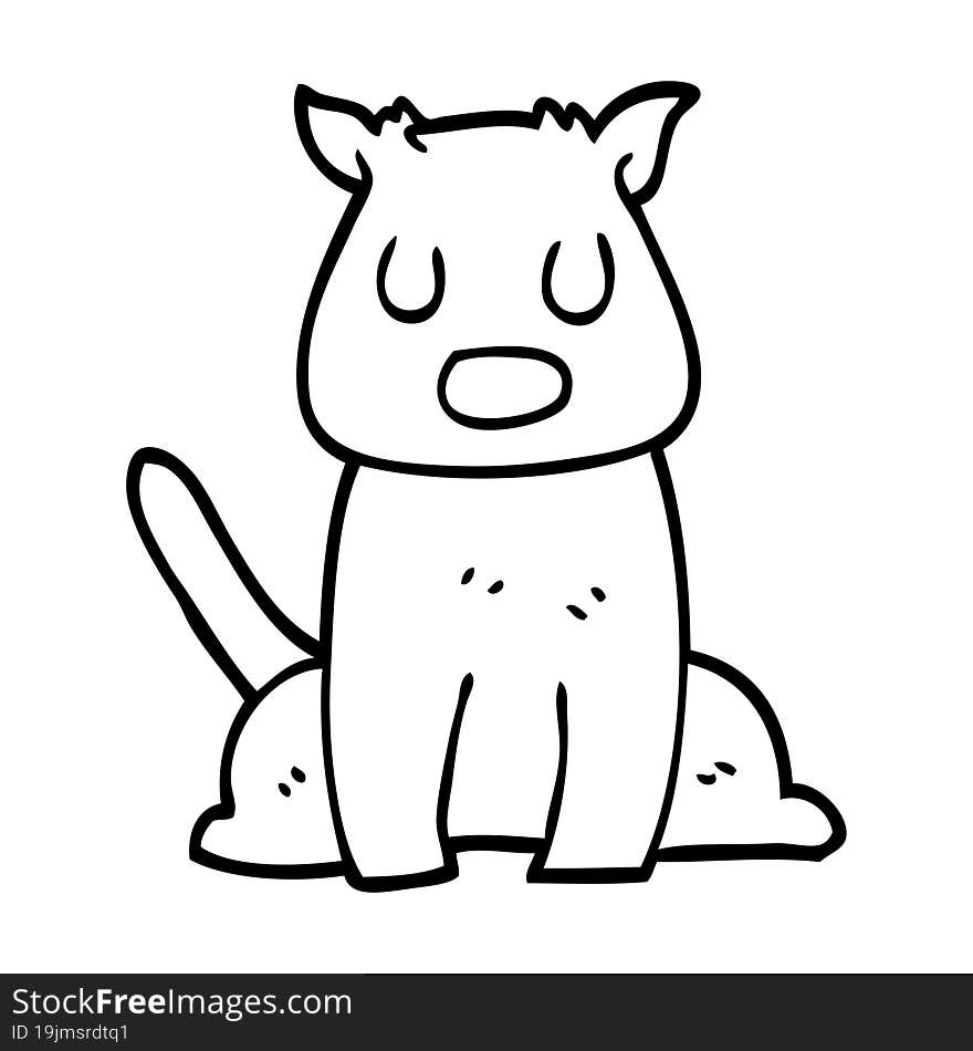 line drawing cartoon calm dog