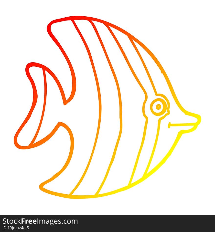 warm gradient line drawing cartoon angel fish