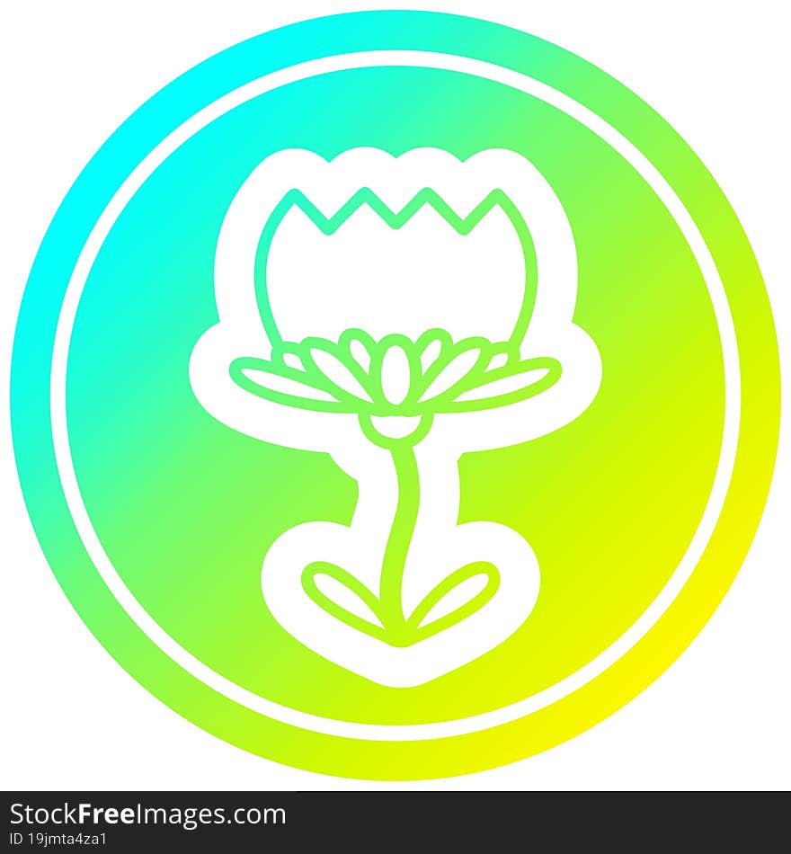 lotus flower circular icon with cool gradient finish. lotus flower circular icon with cool gradient finish