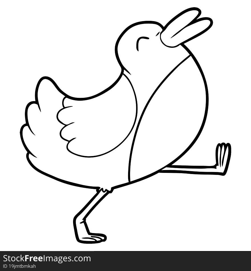 funny cartoon bird walking. funny cartoon bird walking