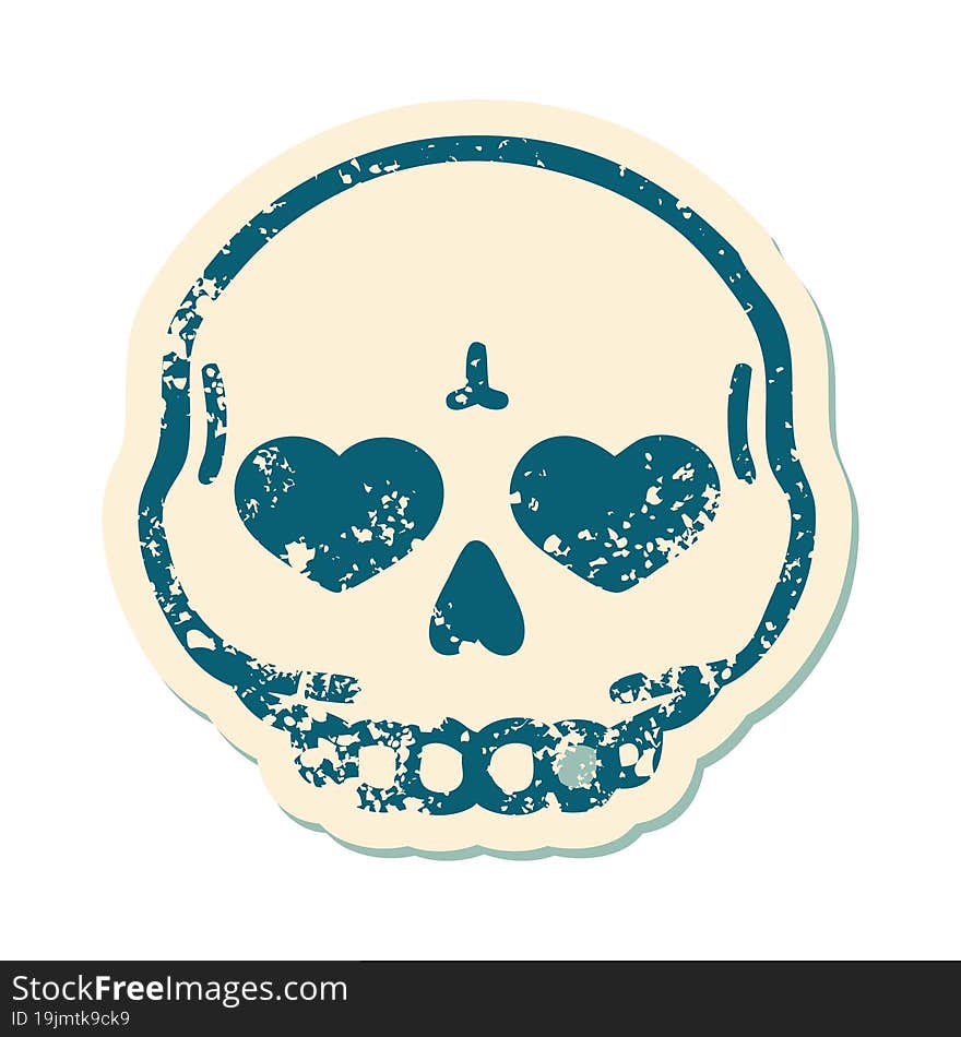 distressed sticker tattoo style icon of a skull