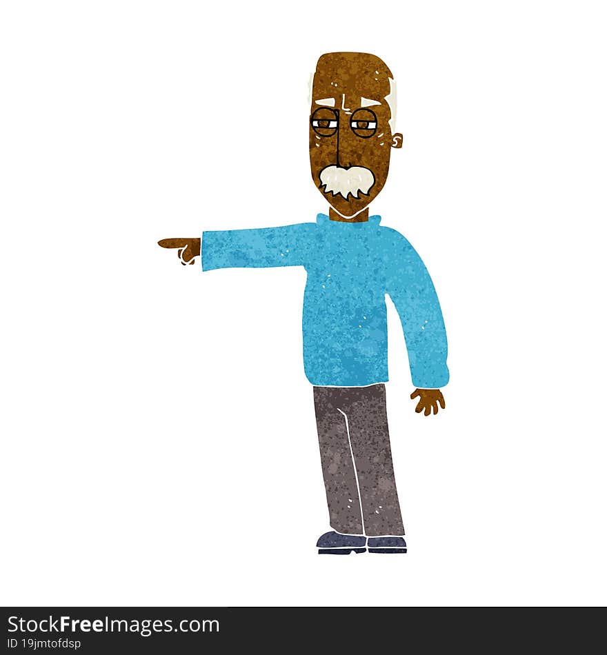 Cartoon Old Man Gesturing Get Out