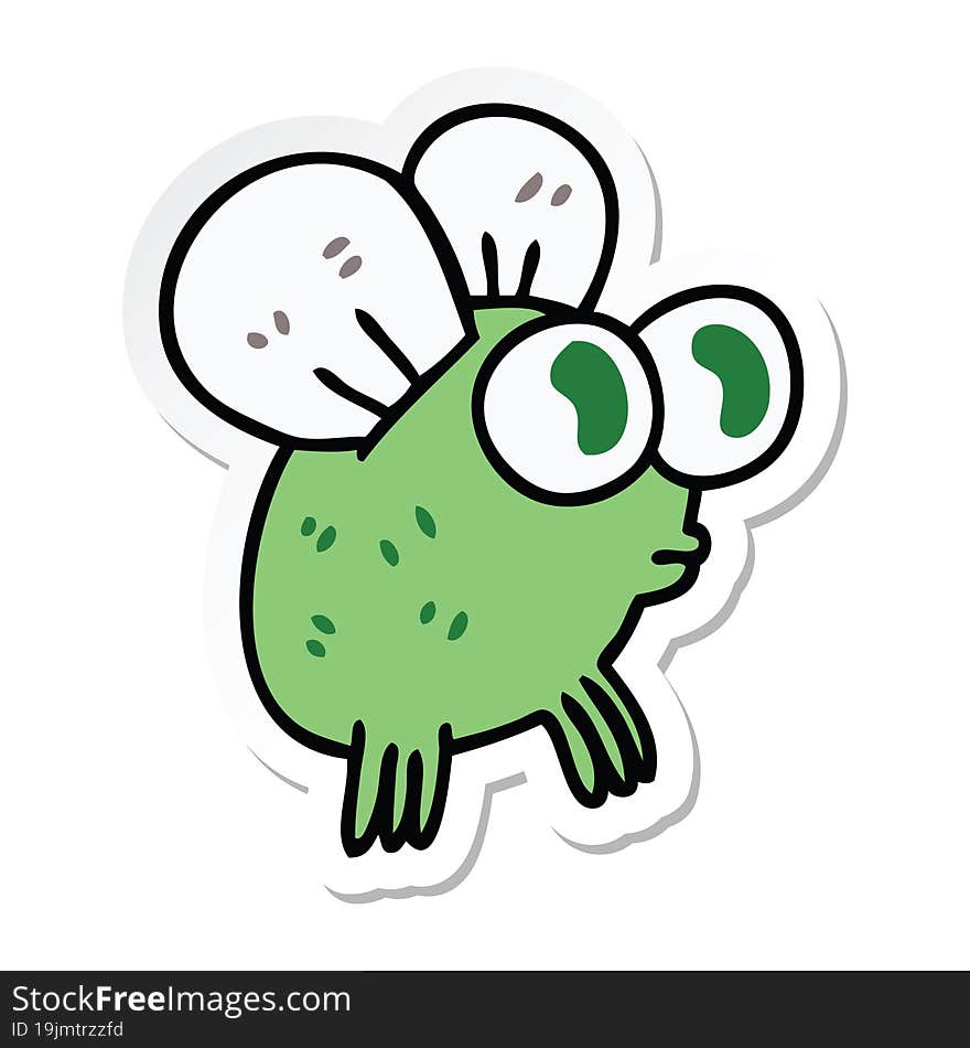 sticker of a quirky hand drawn cartoon fly