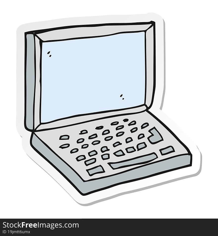 Sticker Of A Cartoon Laptop Computer