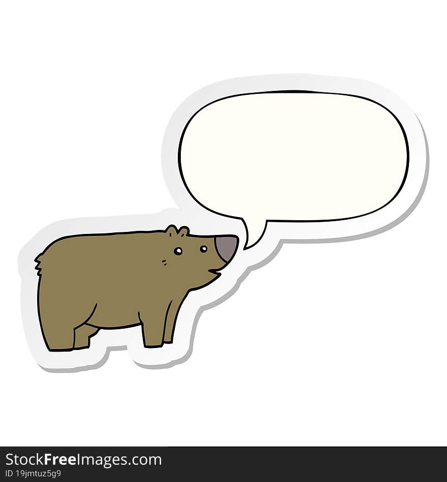 cartoon bear and speech bubble sticker