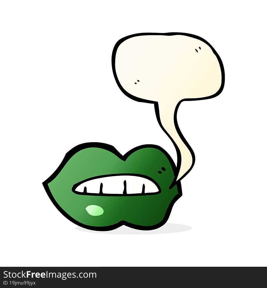 cartoon halloween lips  with speech bubble