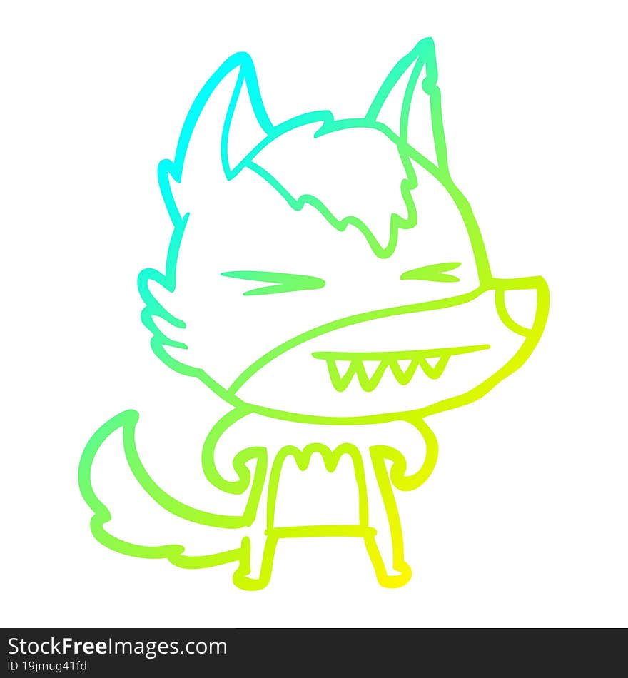 cold gradient line drawing angry wolf cartoon