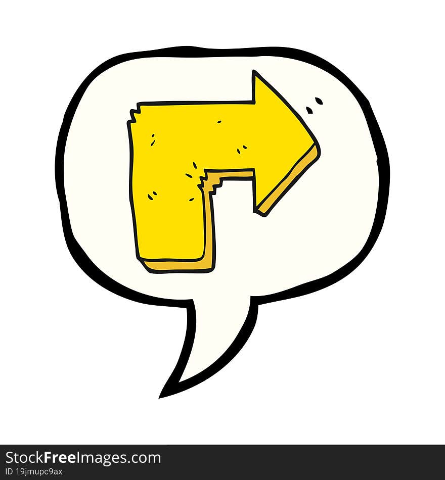 freehand drawn speech bubble cartoon arrow