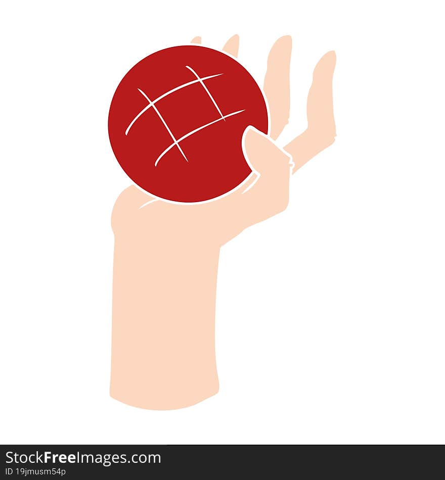 Flat Color Style Cartoon Hand Throwing Ball