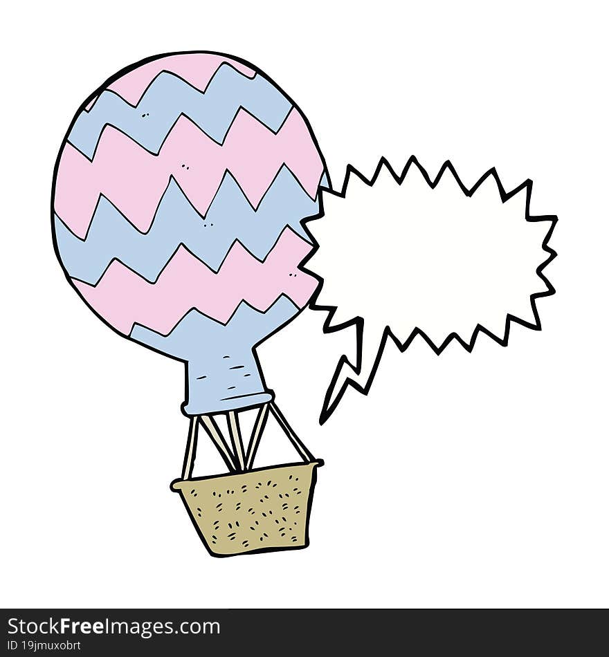 cartoon hot air balloon with speech bubble