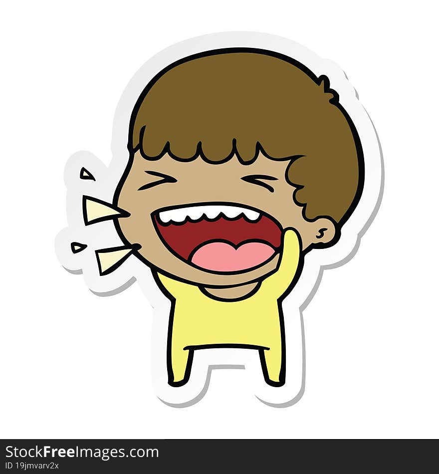 sticker of a cartoon laughing man