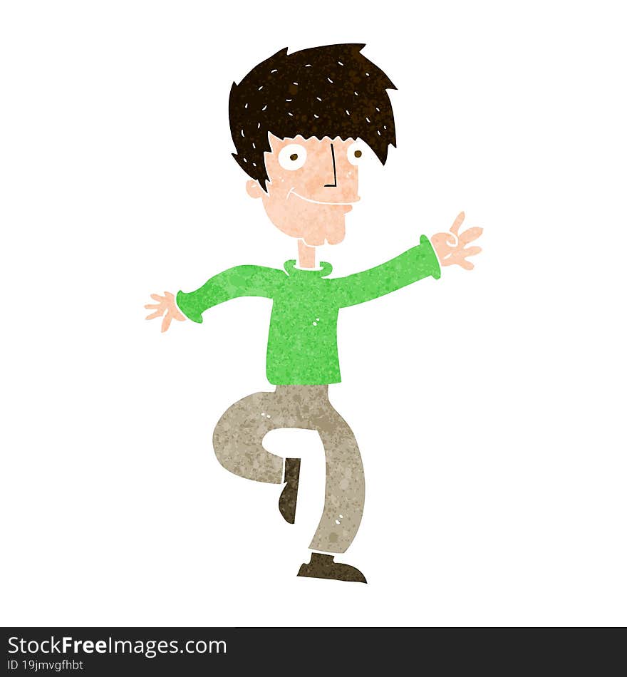 cartoon happy man dancing