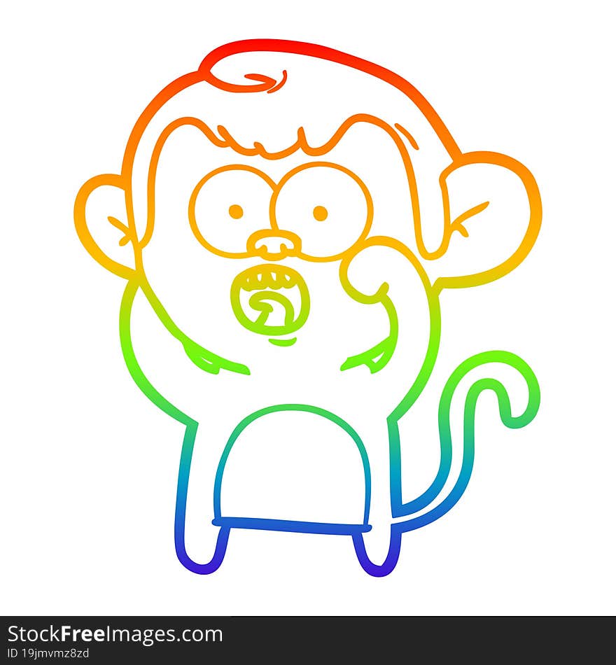 rainbow gradient line drawing cartoon shocked monkey