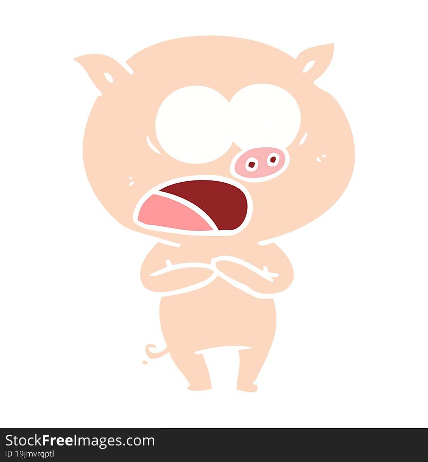 flat color style cartoon pig shouting