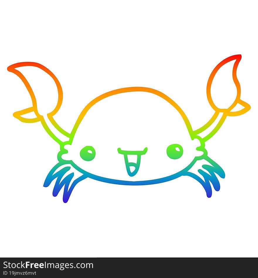 Rainbow Gradient Line Drawing Cartoon Crab