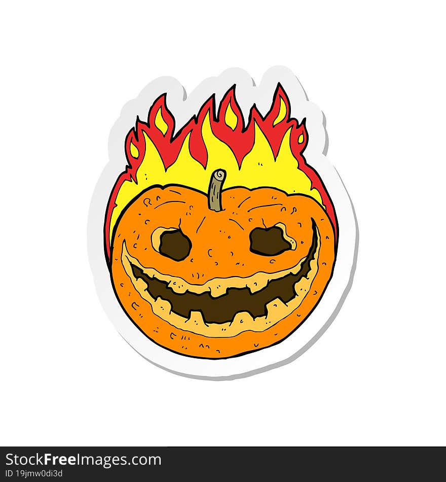 sticker of a cartoon spooky pumpkin