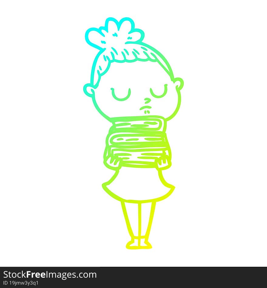 cold gradient line drawing cartoon calm woman