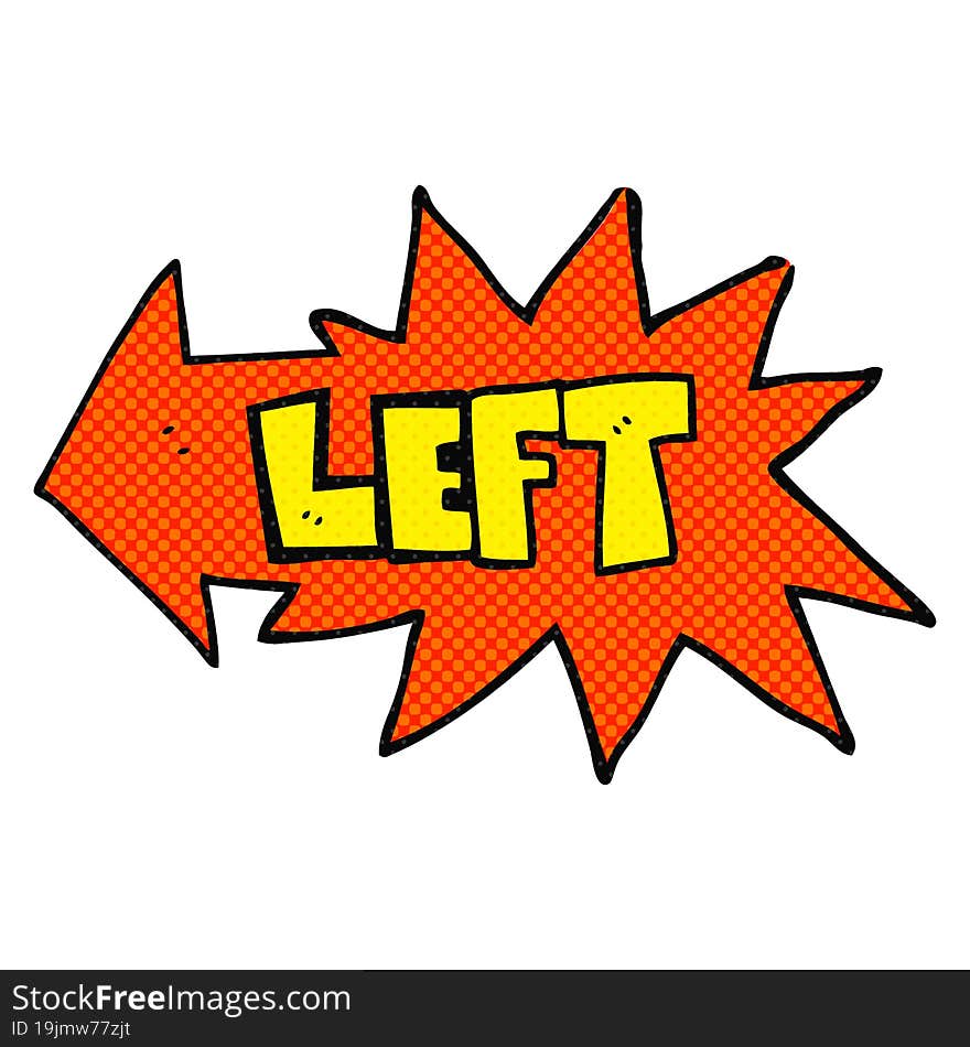 comic book style cartoon left symbol