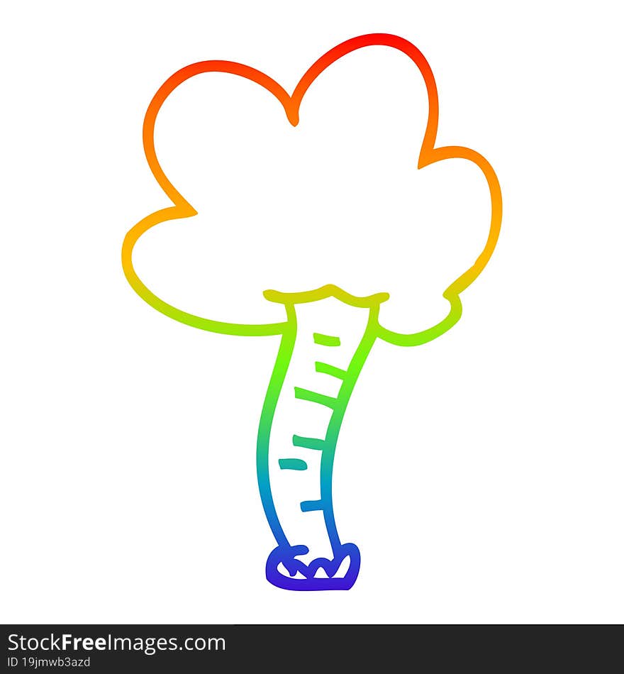 rainbow gradient line drawing of a cartoon tree