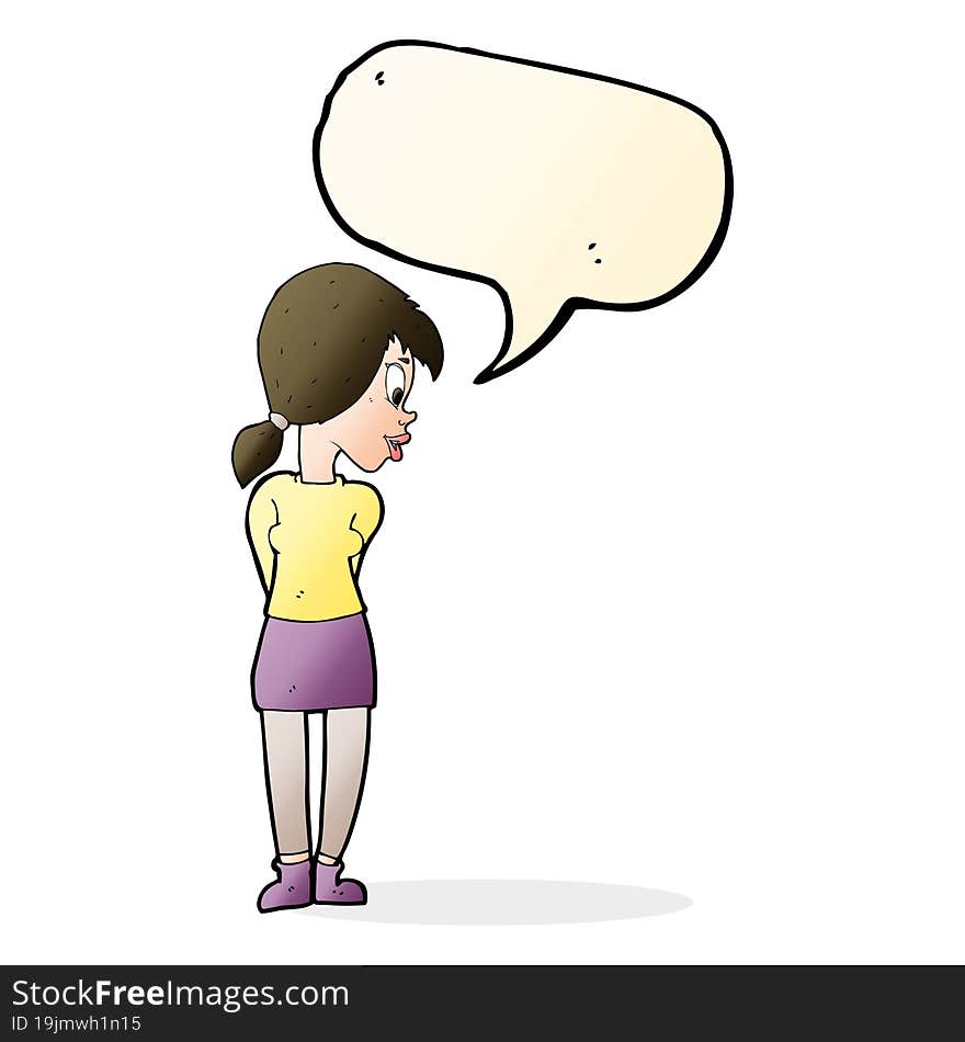 cartoon pretty girl with speech bubble