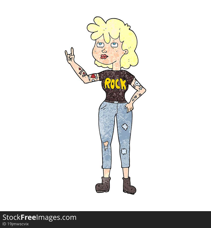 textured cartoon rocker girl