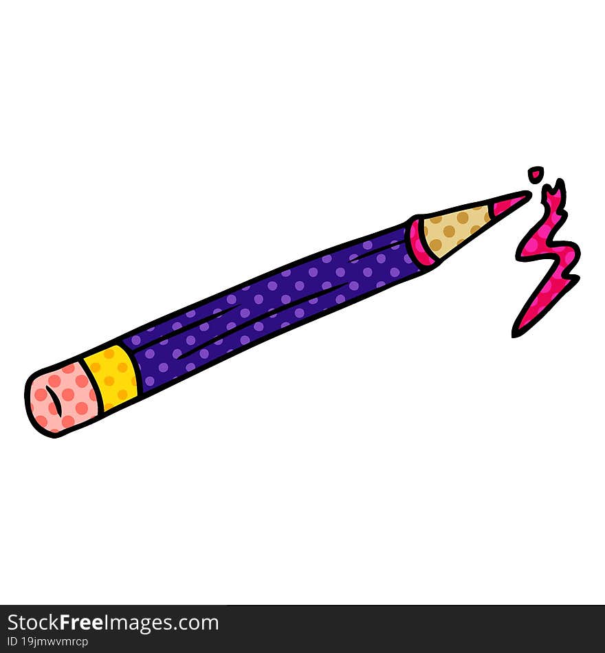 hand drawn cartoon doodle of a coloured pencil