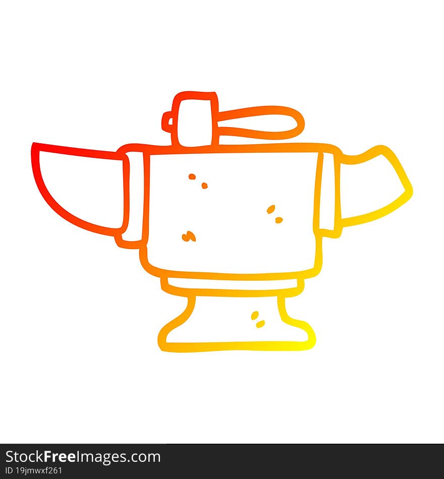 warm gradient line drawing cartoon heavy old anvil