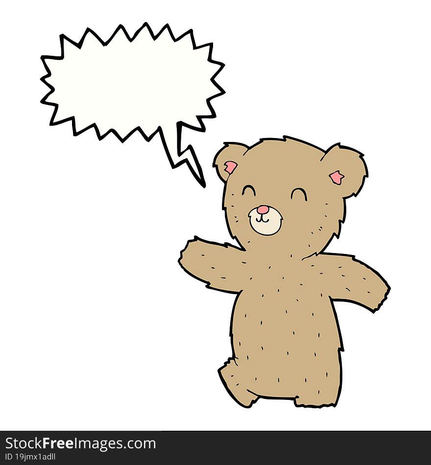 Cute Cartoon Teddy Bear With Speech Bubble