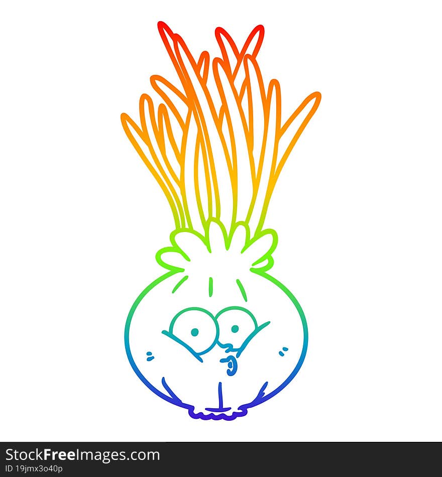 rainbow gradient line drawing cartoon onion