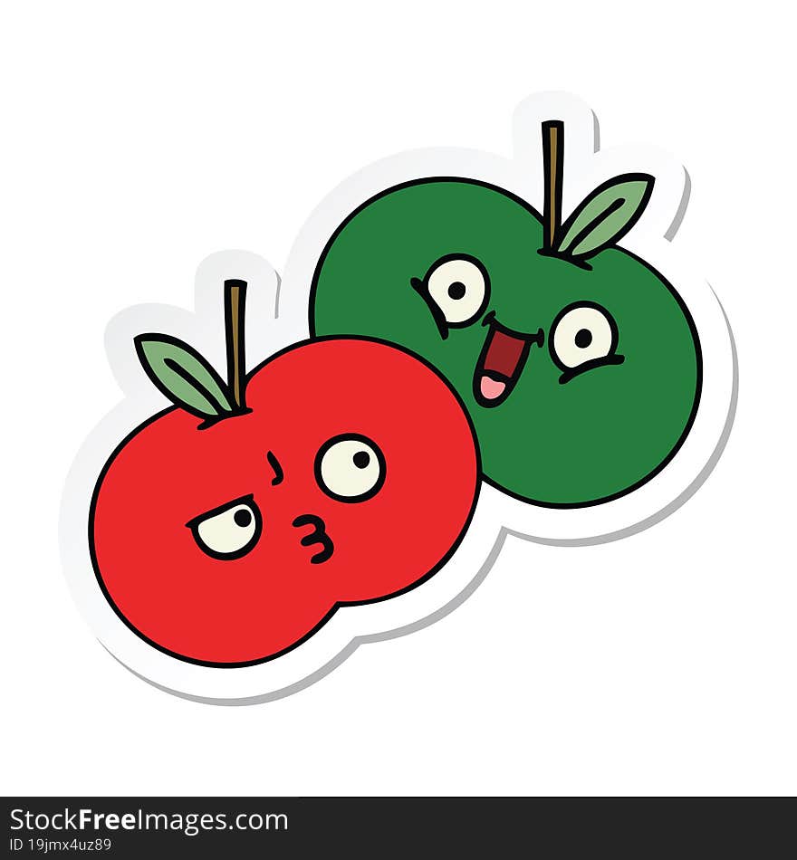 sticker of a cute cartoon apples