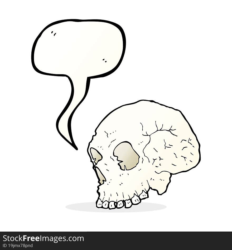 skull illustration with speech bubble