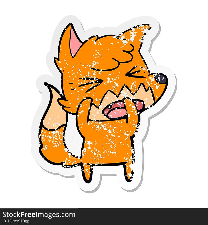 distressed sticker of a angry cartoon fox