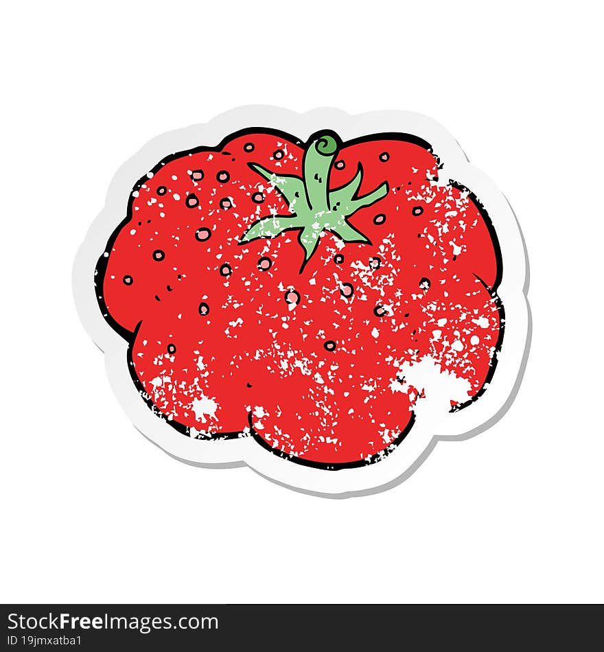 Retro Distressed Sticker Of A Cartoon Tomato