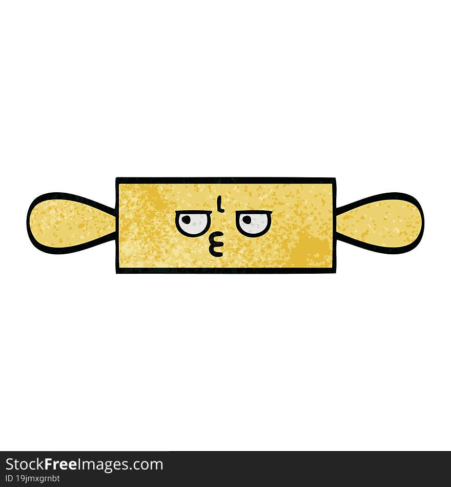 retro grunge texture cartoon of a rolling pin