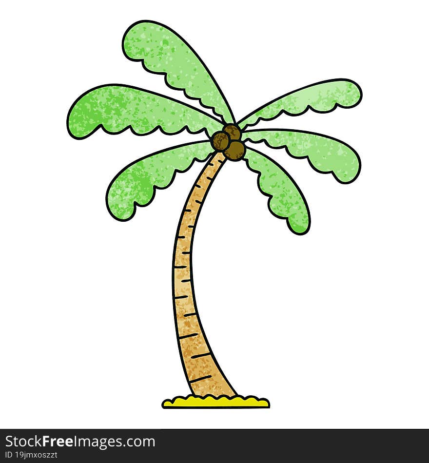 quirky hand drawn cartoon palm tree