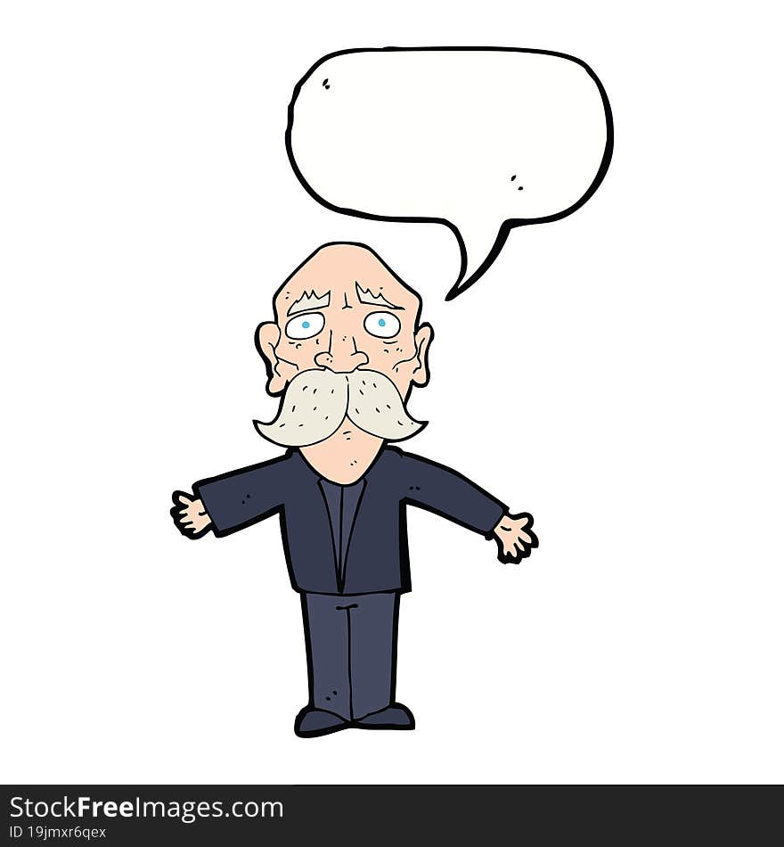 cartoon disapointed old man with speech bubble