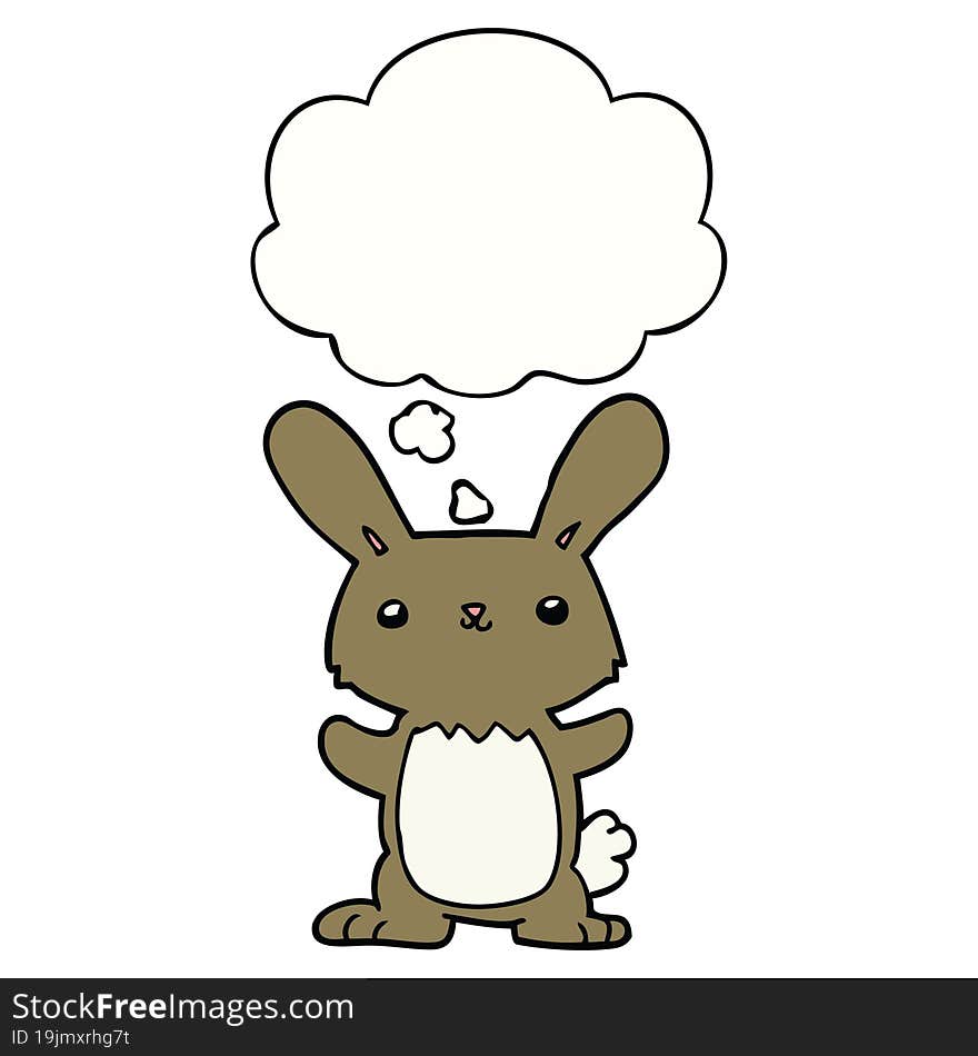 Cute Cartoon Rabbit And Thought Bubble