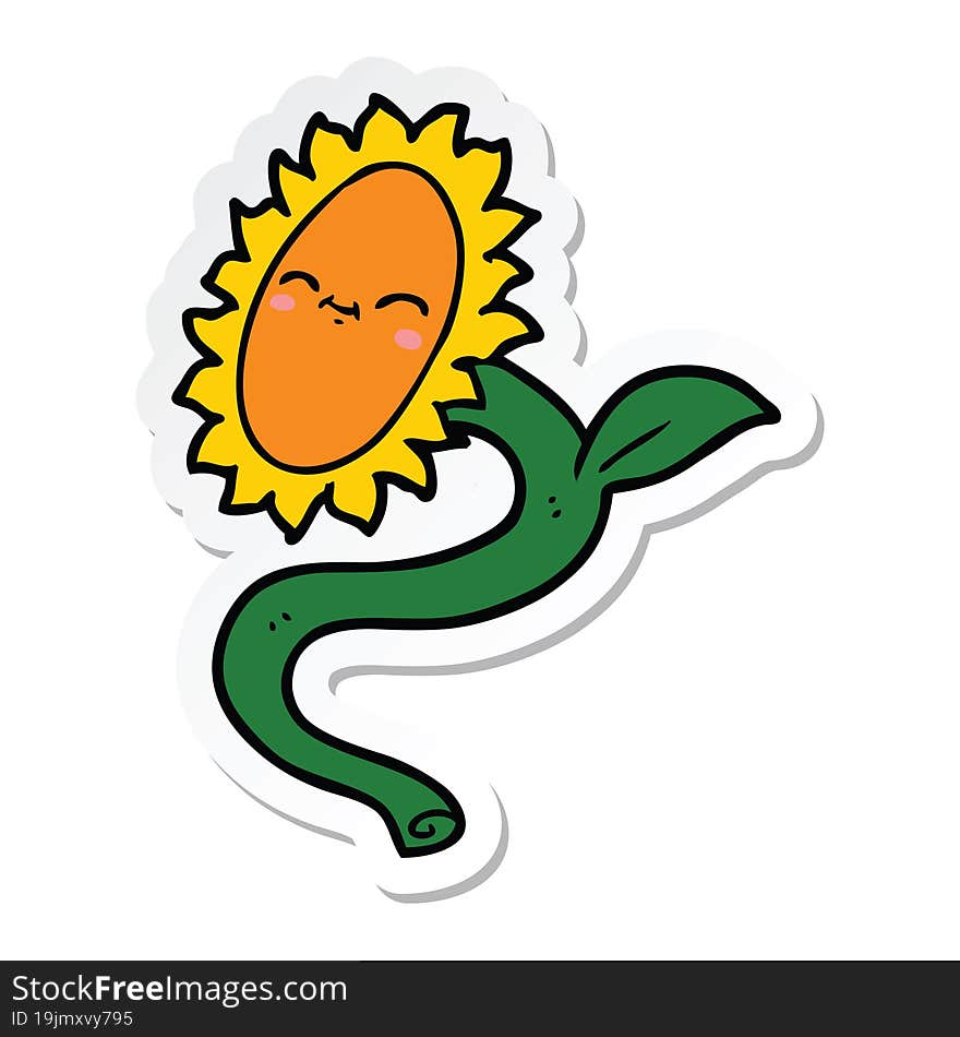 sticker of a cartoon sunflower