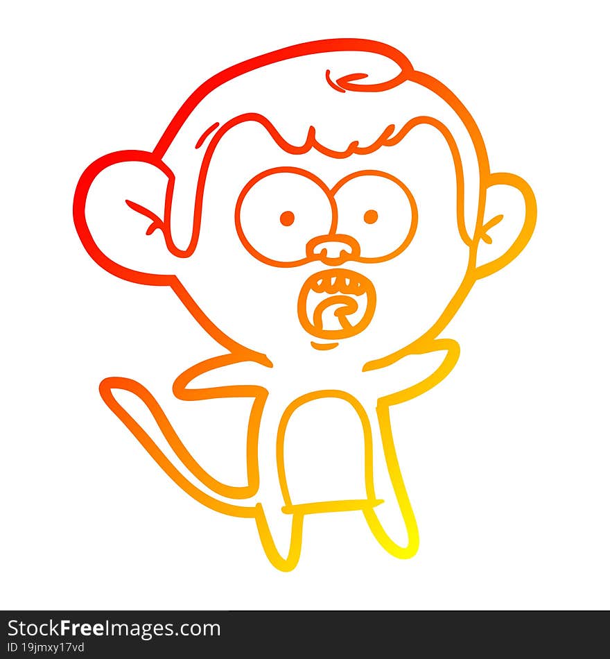 warm gradient line drawing cartoon shocked monkey