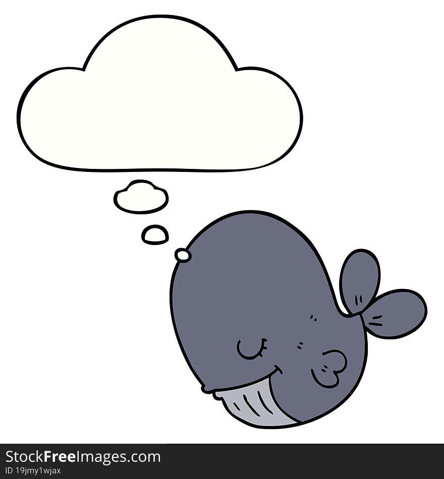 cartoon whale with thought bubble. cartoon whale with thought bubble