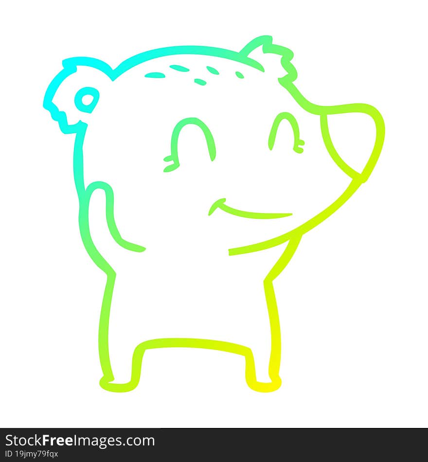 cold gradient line drawing smiling polar bear cartoon