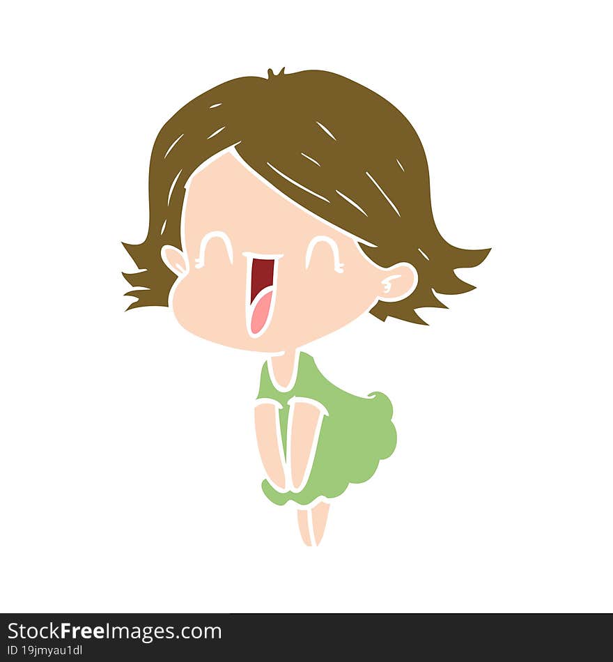 flat color style cartoon happy woman