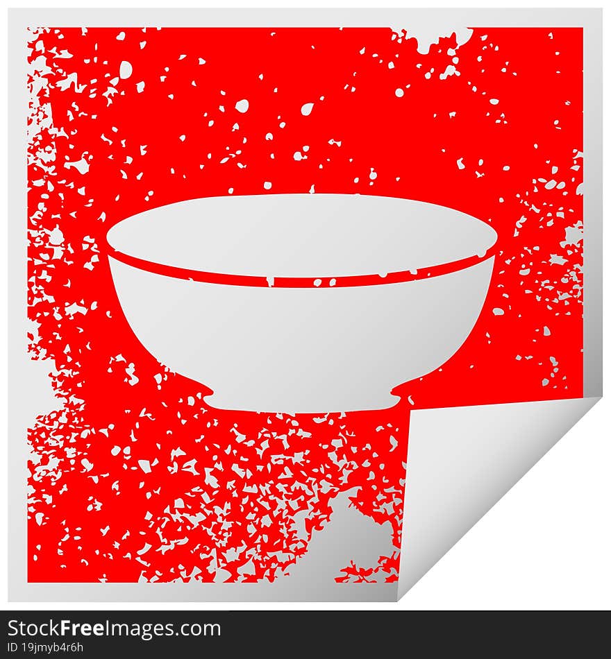 Quirky Distressed Square Peeling Sticker Symbol Bowl