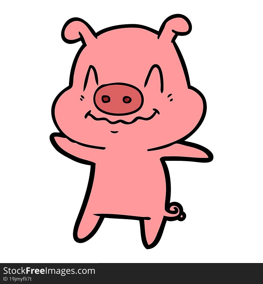 nervous cartoon pig. nervous cartoon pig