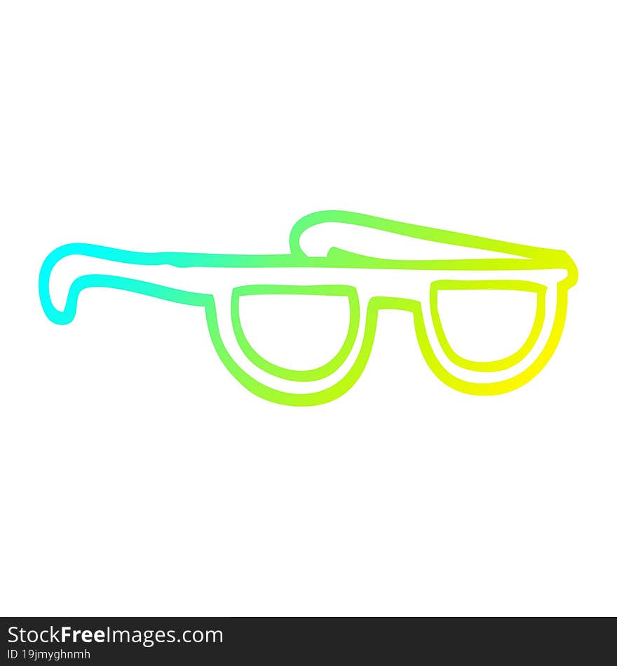 cold gradient line drawing of a cartoon sunglasses