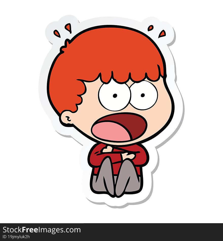 sticker of a cartoon shocked man