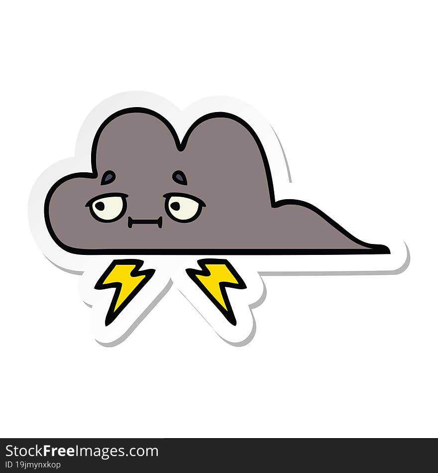 sticker of a cute cartoon storm cloud