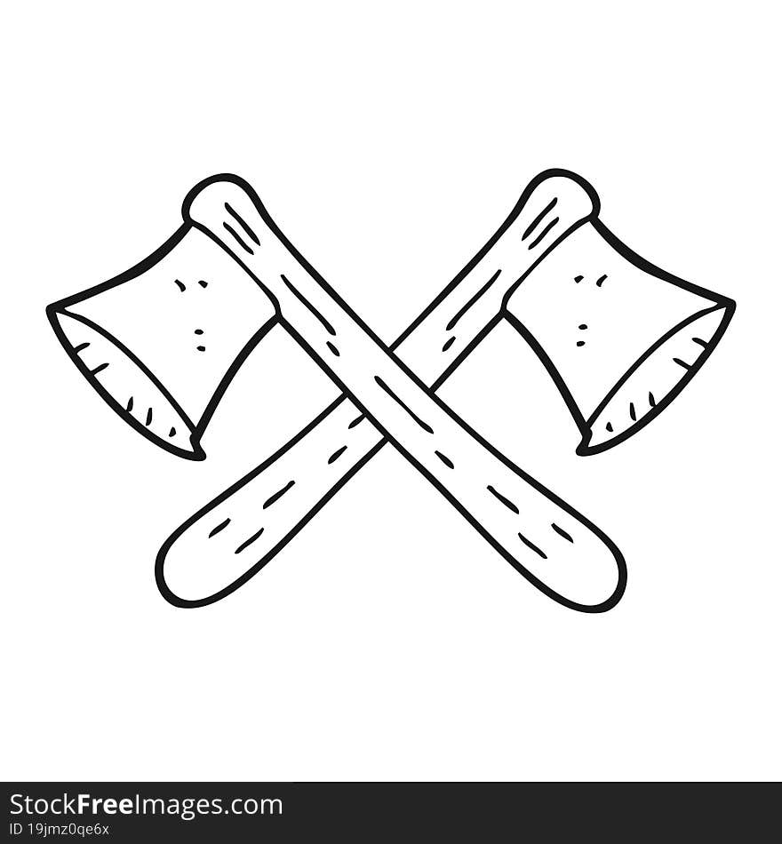 black and white cartoon crossed axes