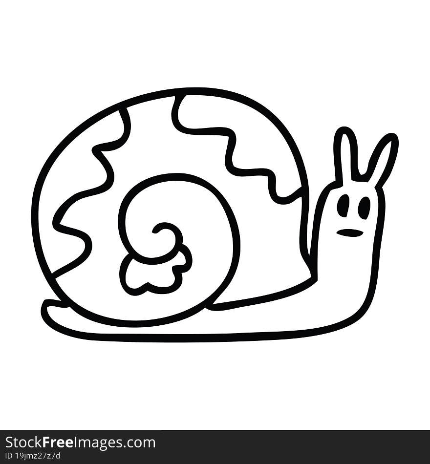 quirky line drawing cartoon snail