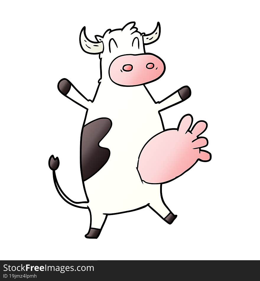 cartoon cow swinging udder. cartoon cow swinging udder